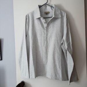 Brunch NYC Grey Brushed Cotton Blouse L